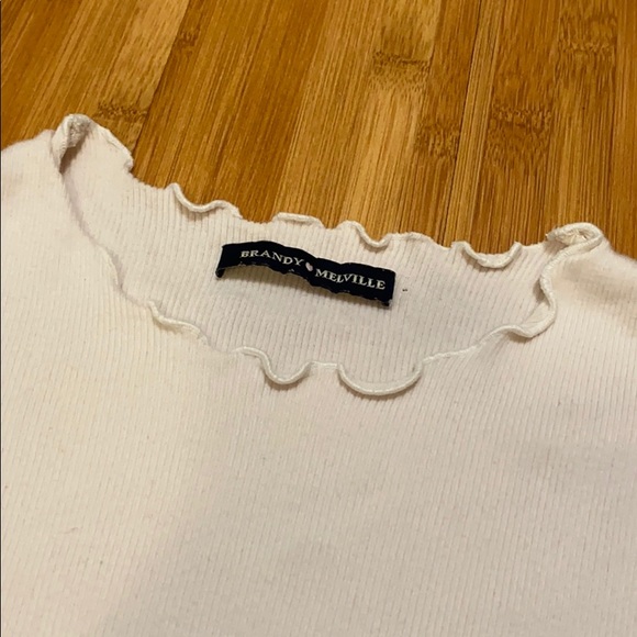 Brandy Melville Ribbed Ruffle Top - Picture 2 of 3